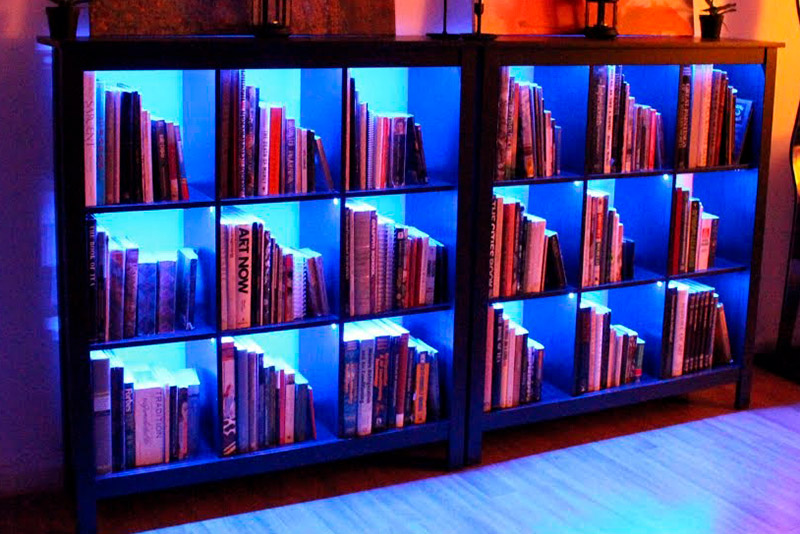 Librero led, cabecera led, muebles inteligentes